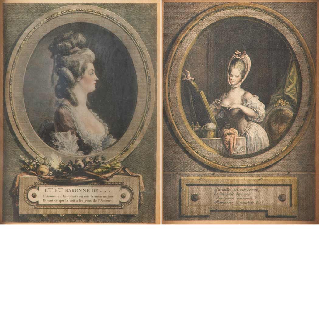 Appraisal: Artist Unknown IMAGES OF WOMEN Two hand-colored prints Image of