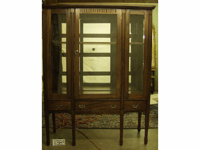 Appraisal: Cherry wood china cabinet with two shelves three drawers mirrored