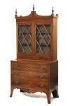 Appraisal: SECRETARY - Diminutive Hepplewhite period mahogany two-part bookcase top secretary