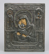 Appraisal: A Russian Mother of God Icon in Silver Oklad Moscow