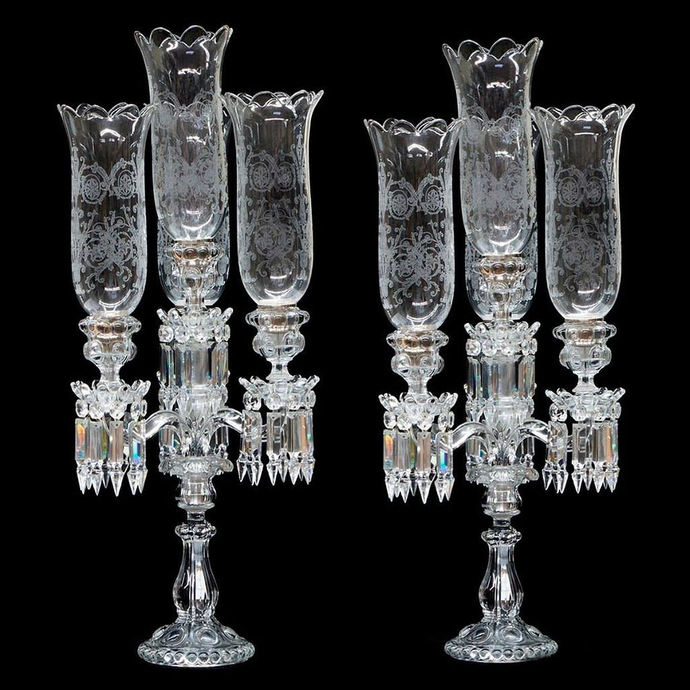 Appraisal: A pair of Baccarat Candelabras A pair of Baccarat crystal