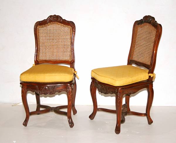 Appraisal: A set of four Louis XV style walnut side chairs