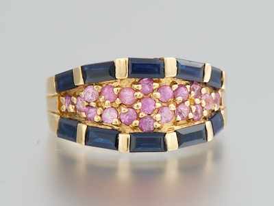 Appraisal: A Ladies' Blue and Pink Sapphire Ring k yellow gold