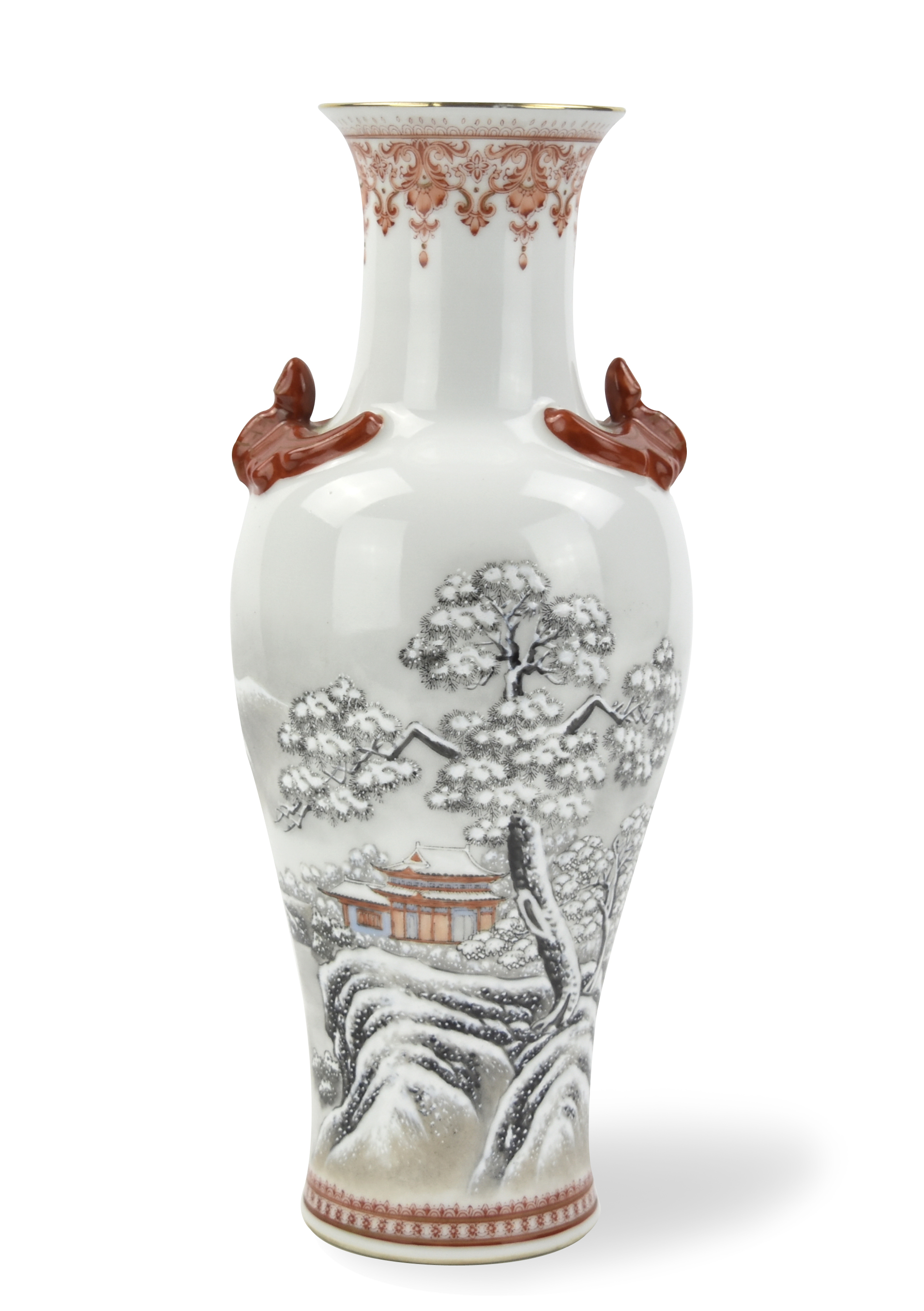 Appraisal: A Chinese s Snow scene porcelain vase tapering form and