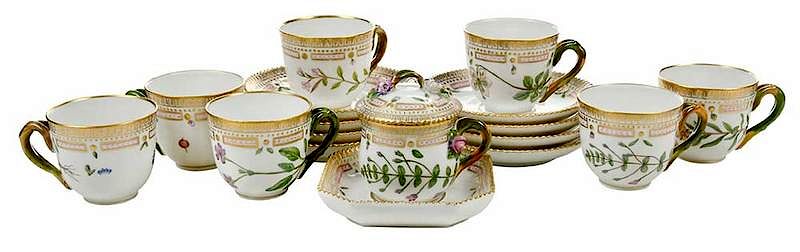 Appraisal: Piece Royal Copenhagen Flora Danica Set Danish th century seven