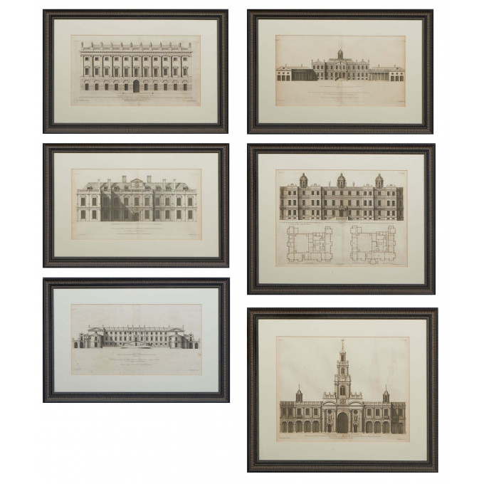 Appraisal: Hendrick Hulsbergh Dutch - Six Architectural Prints consisting of Lowther