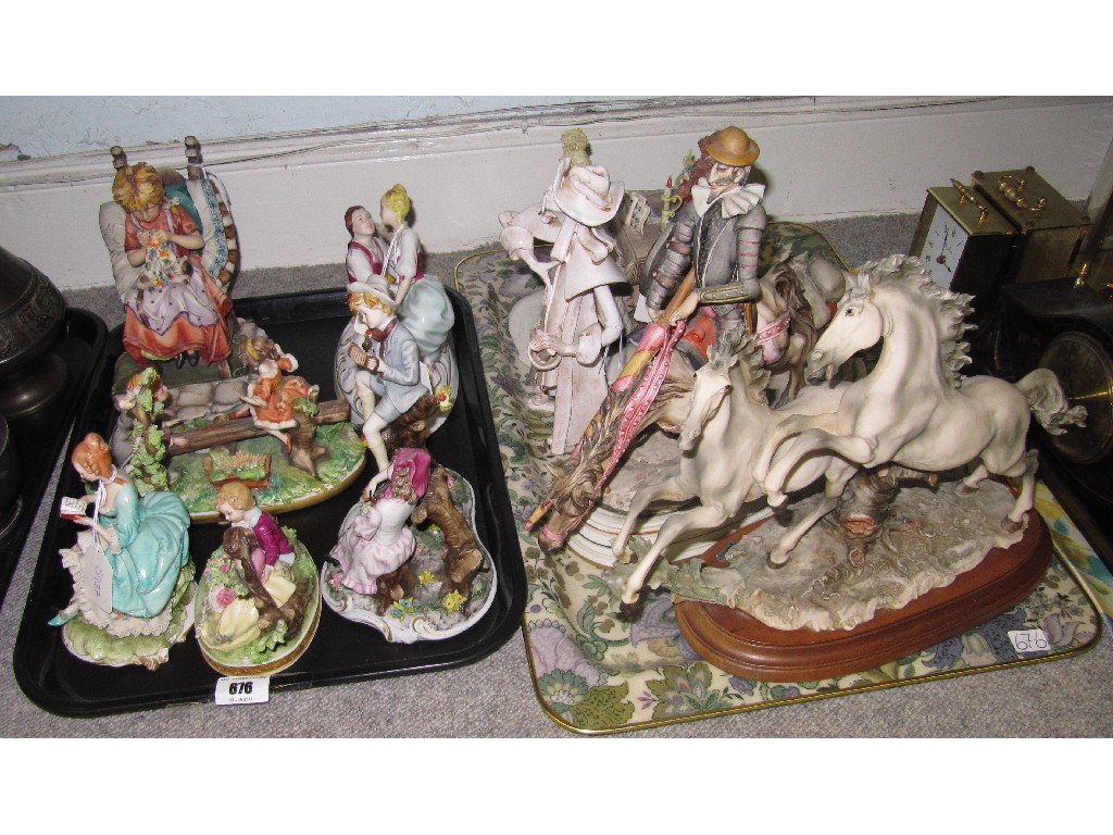 Appraisal: Lot comprising two trays of assorted continental figure groups etc