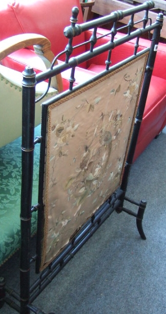 Appraisal: A th century ebonised and parcel gilt faux bamboo framed