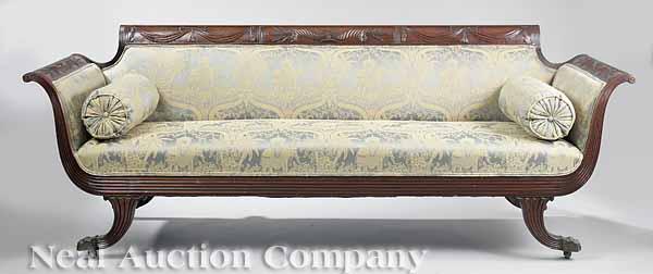 Appraisal: An American Classical Carved Mahogany Sofa th c school of