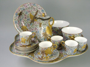 Appraisal: A Royal Worcester Aesthetic Part Tea Service designed circa decorated