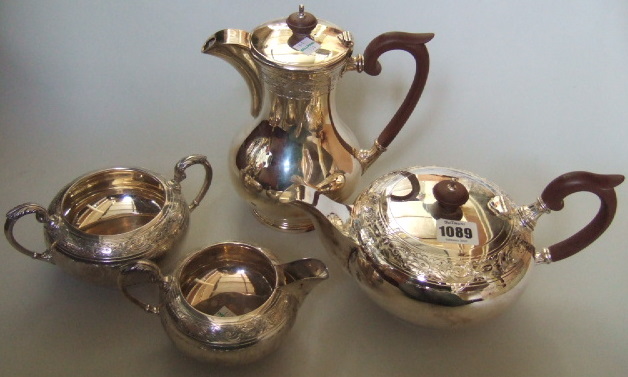 Appraisal: A silver four piece tea set comprising a teapot a