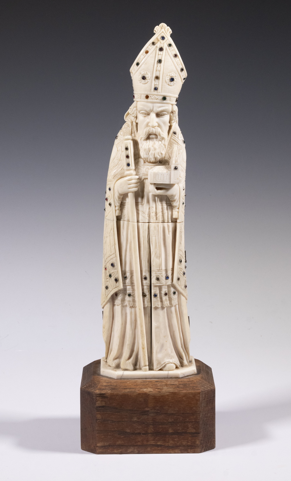 Appraisal: TH C GERMAN IVORY ALTAR CARVING OF GREGORY THE GREAT