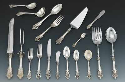 Appraisal: A Set of Wallace Grand Baroque Sterling Silver Flatware Including