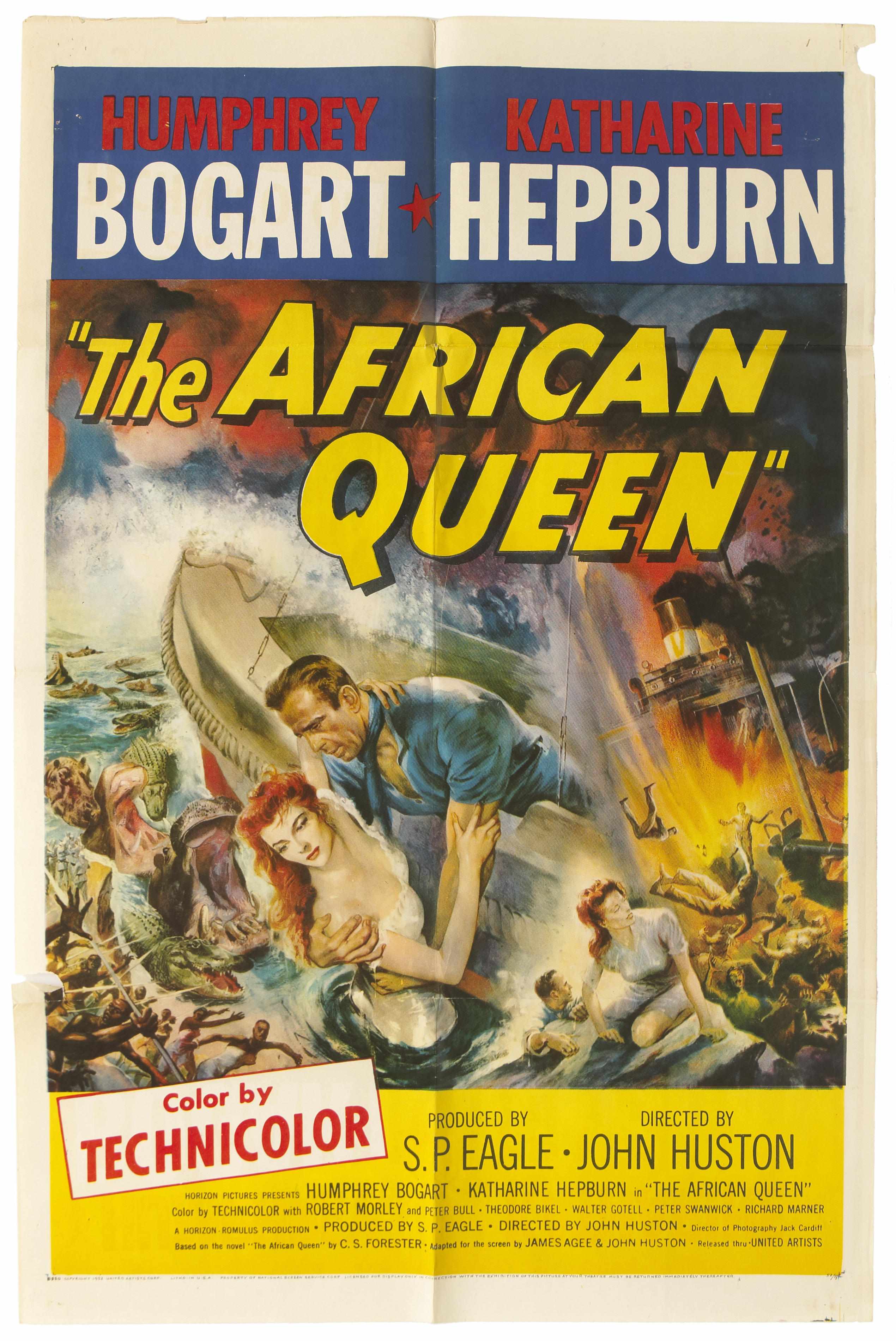 Appraisal: African Queen United Artists one-sheet with wear to margins Provenance