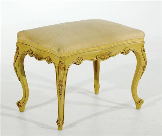 Appraisal: Louis XV style carved and painted footstool serpentine padded seat