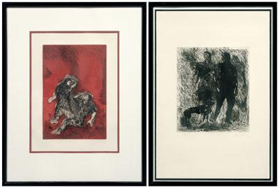 Appraisal: Two Sandro Chia etchings Italian born shadow and dog edition