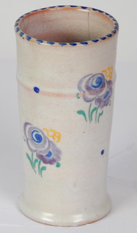 Appraisal: PROBABLY EARLY POOLE HAND PAINTED BEAKER VASE floral painted on