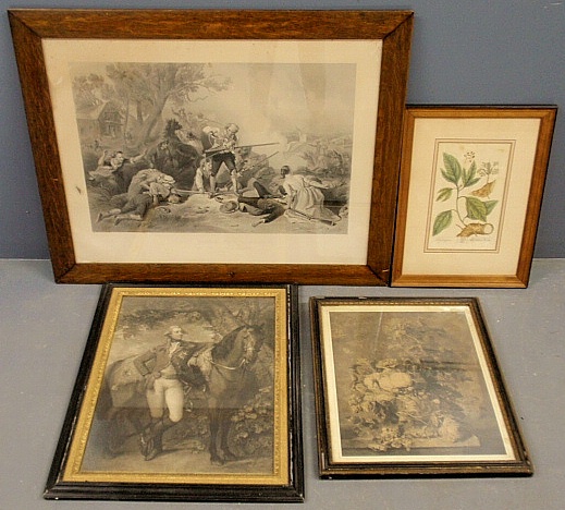 Appraisal: - Four framed prints- a soldier and horse by Gainsborough