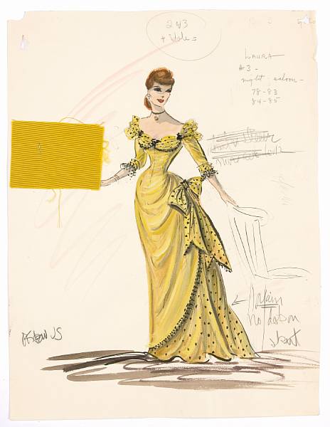 Appraisal: A Rhonda Fleming group of costume design sketches from Gunfight