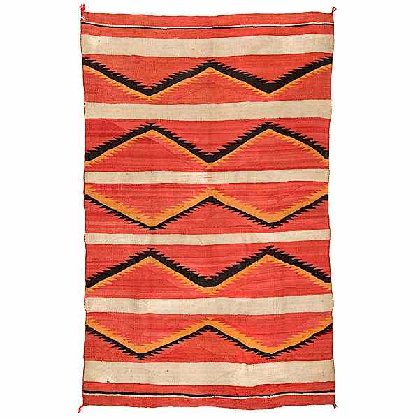 Appraisal: Navajo Transitional Weaving woven in bands of cream red orange