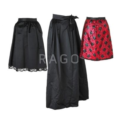 Appraisal: THREE ADOLFO SKIRTS Black and red sequin skirt approx size