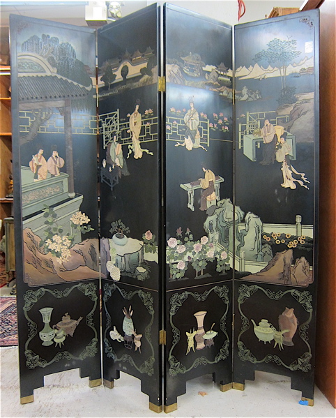 Appraisal: CHINESE COROMANDEL FLOOR SCREEN one side of the -panel screen