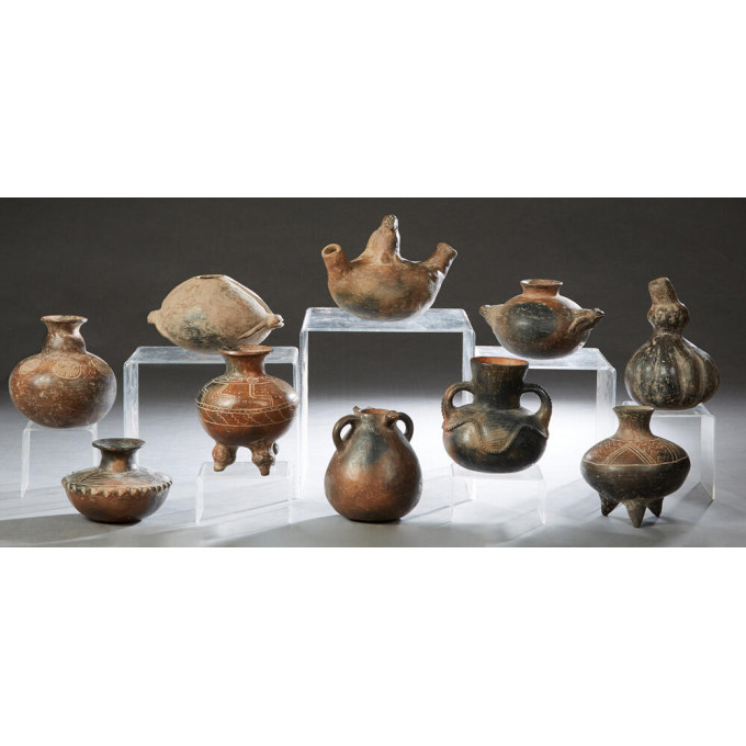 Appraisal: Group of Ten Pre-Columbian Style Pottery Vessels th c some