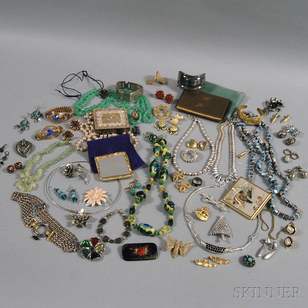 Appraisal: Group of Assorted Costume Jewelry including a mixed-metal Asian compact