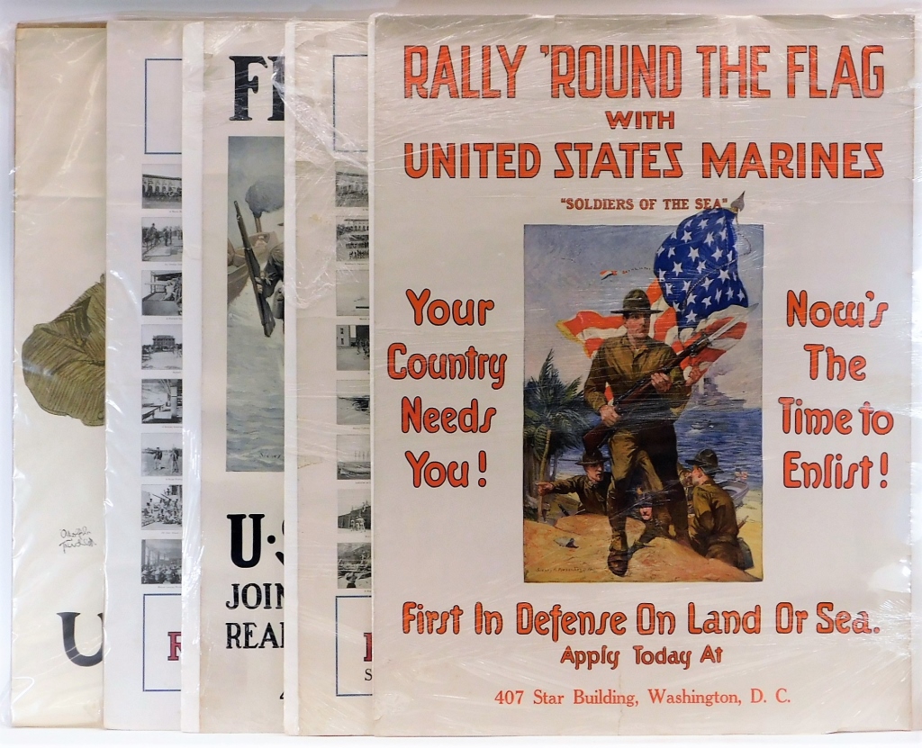 Appraisal: LG AMERICAN MARINES WWI RECRUITING POSTERS United States - Includes