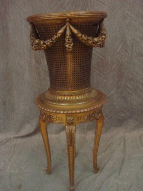 Appraisal: Louis XV Style Giltwood And Caned Planter Very decorative and