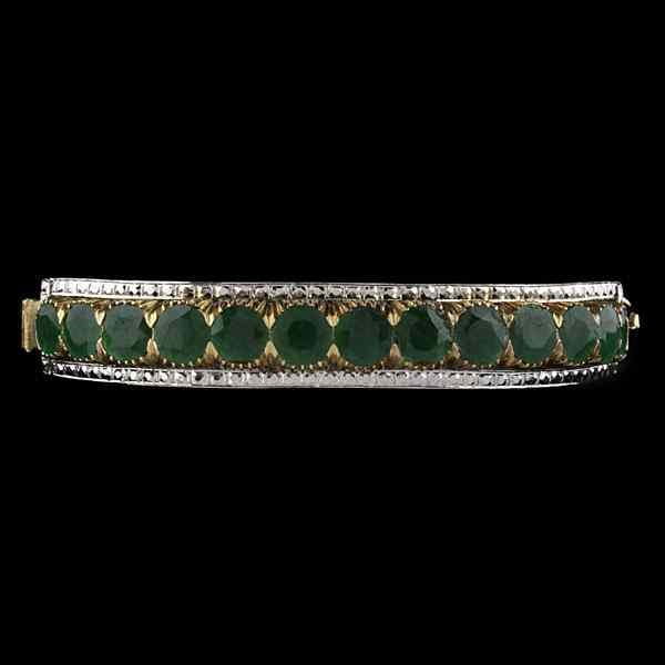 Appraisal: Platinum Gold and Imperial Jadeite Jade Bangle Bangle contains faceted