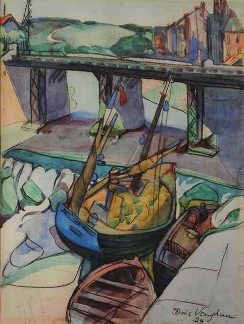 Appraisal: Doris Vaughan British - Boat in a harbour probably Cornwall