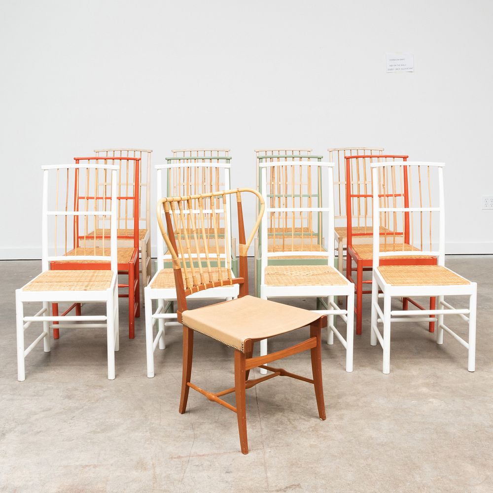 Appraisal: Assembled Set of Twelve Josef Frank Painted Wood Bamboo and