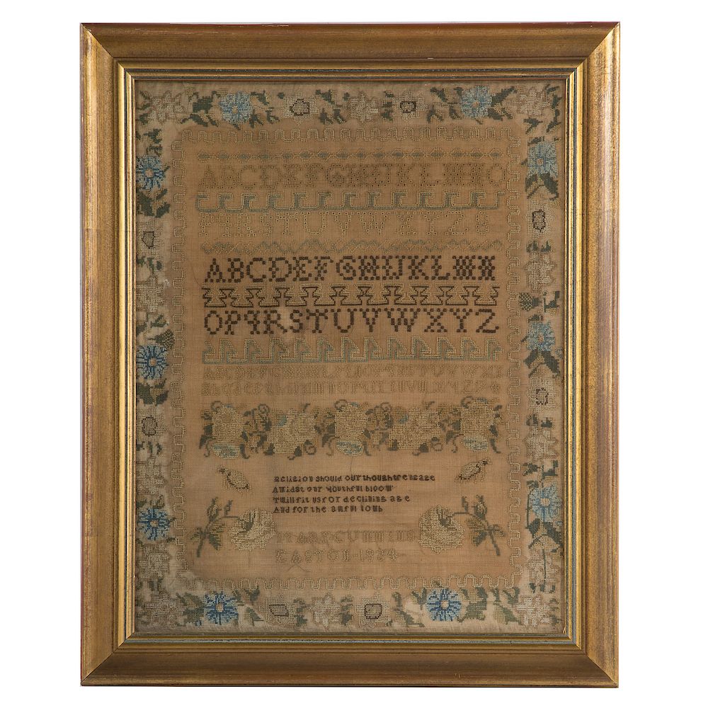 Appraisal: th century American Needlework Sampler Worked by Mary Cummins dated