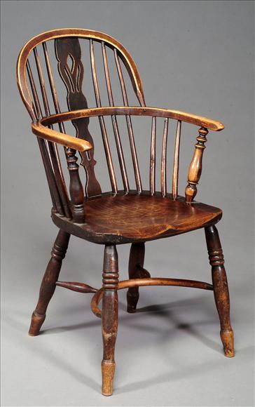 Appraisal: An ash elm and fruitwood Windsor armchair second quarter th