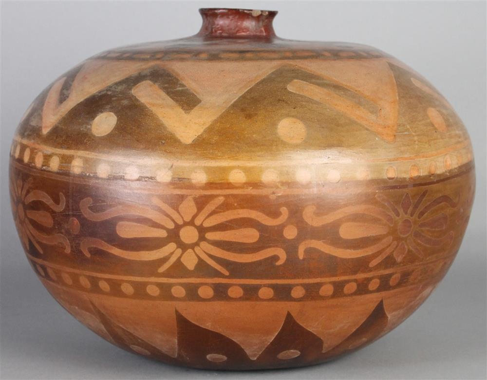 Appraisal: LARGE SQUAT CERAMIC TRIBAL JAR CERASIMO ' Provenance Property of