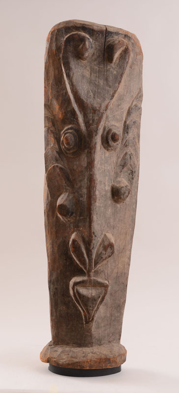 Appraisal: NEW ZEALAND CARVED WOOD TOTEM The one side with stylized