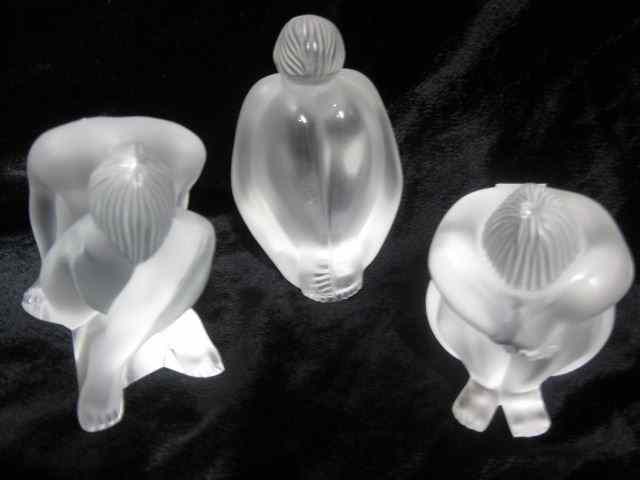 Appraisal: Lalique Crystal Figurines nudes seated different poses all signed ''