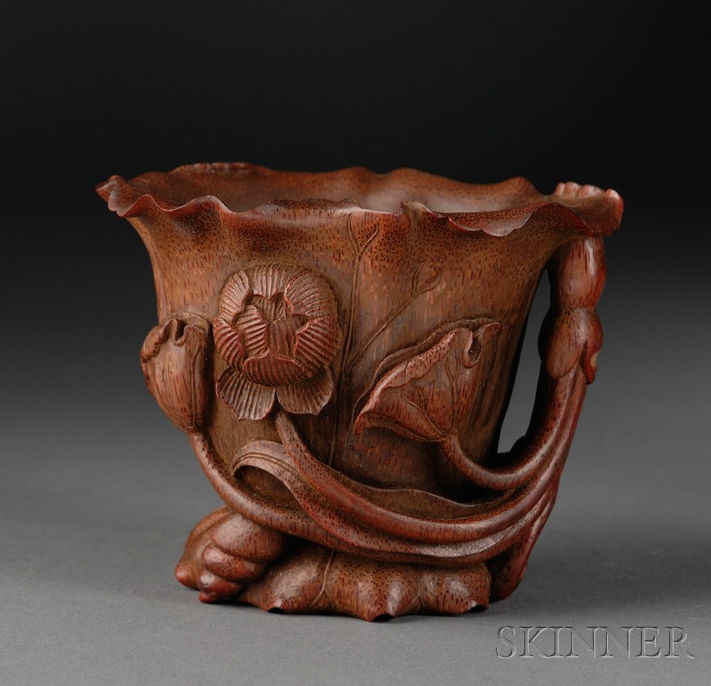 Appraisal: Bamboo Root Carving China th century cup in the shape