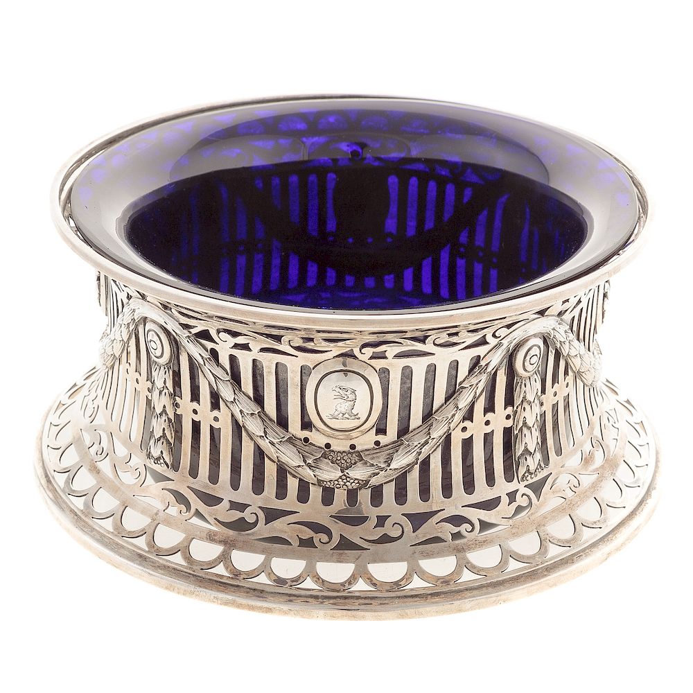 Appraisal: Edward VII Sterling Armorial Dish Ring London - with cobalt