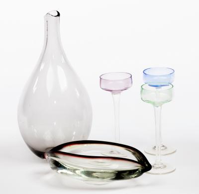 Appraisal: Style of Orrefors a smoky glass bottle vase an oval