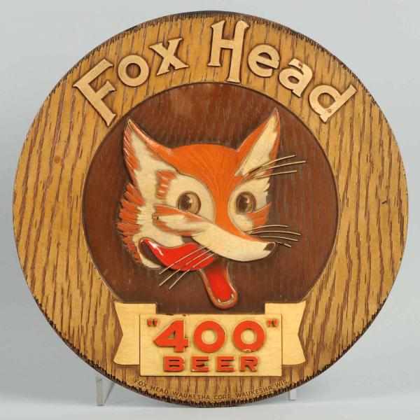 Appraisal: Fox Head Beer Embossed Composite Sign Sign has some overall