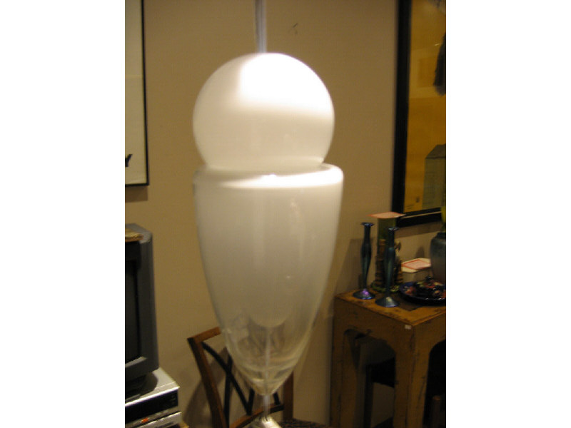 Appraisal: LEUCOS ITALIAN Blown glass pendant light white spherical cap over