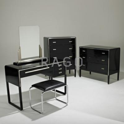 Appraisal: SIMMONS Five pieces high and low chests vanity stool and