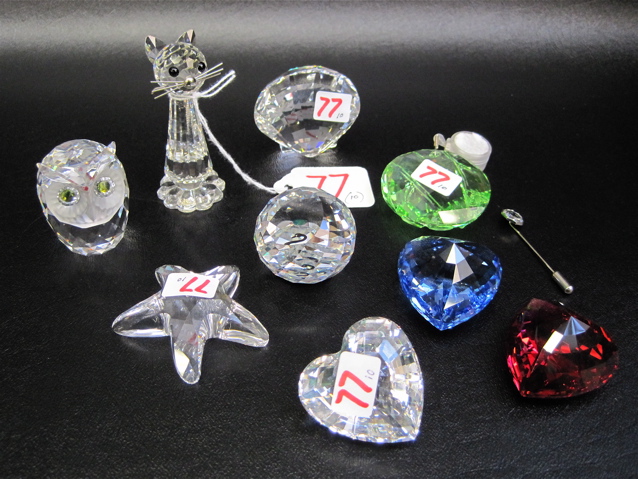 Appraisal: COLLECTION OF SWAROVSKI CRYSTAL pieces including the Cat H Owl