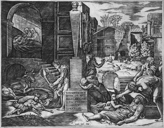 Appraisal: MARCANTONIO RAIMONDI The Plague Engraving circa - x mm x