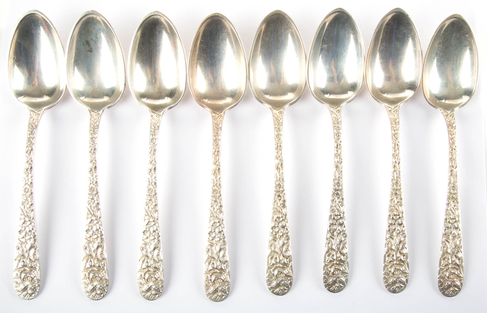 Appraisal: Set of eight Kirk sterling silver tablespoons ozt t w