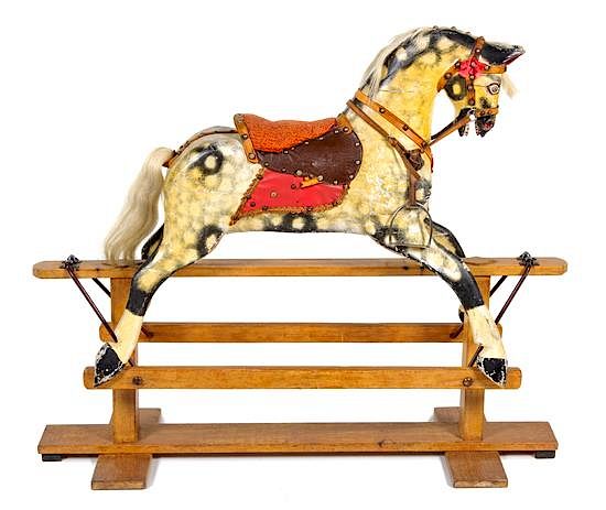 Appraisal: An American Painted Rocking Horse Height x width inches An