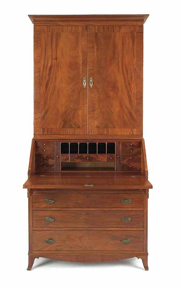 Appraisal: Pennsylvania Federal mahogany secretary ca with a bookcase upper section