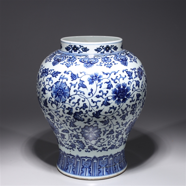 Appraisal: Chinese blue and white floral porcelain vase with designs allover